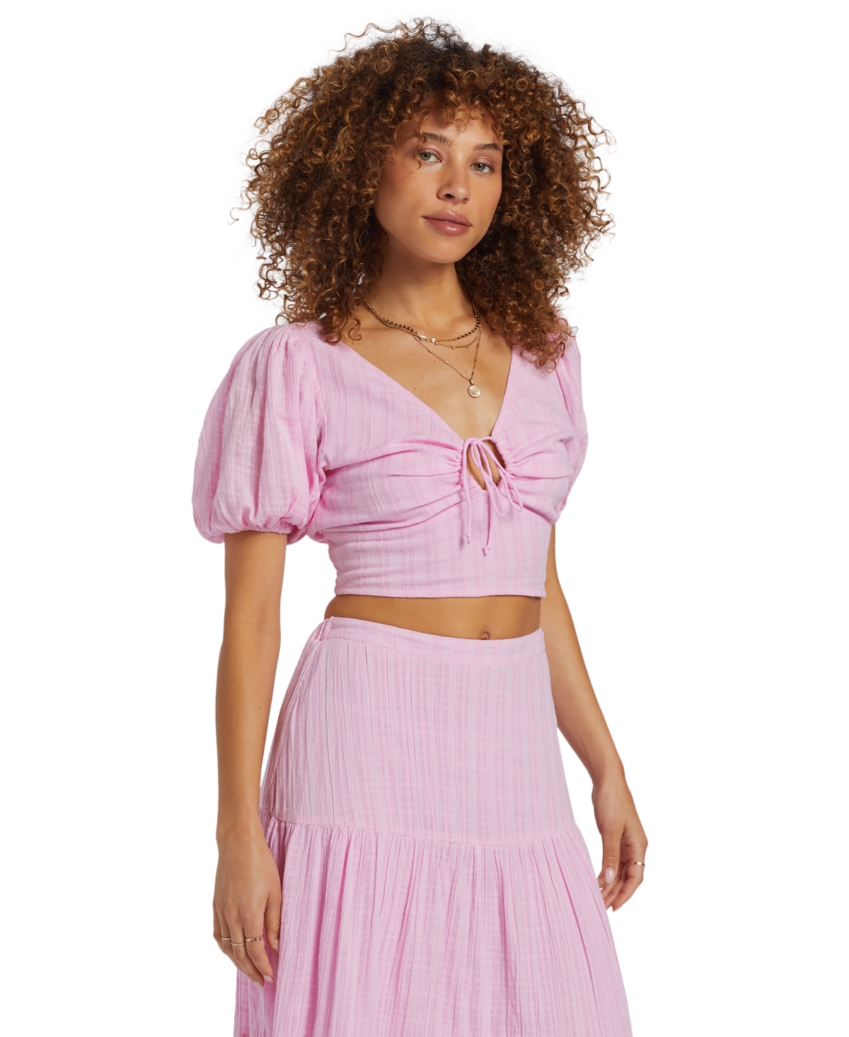 Juniors' Tropic Heart Crop Top - Pink Dream