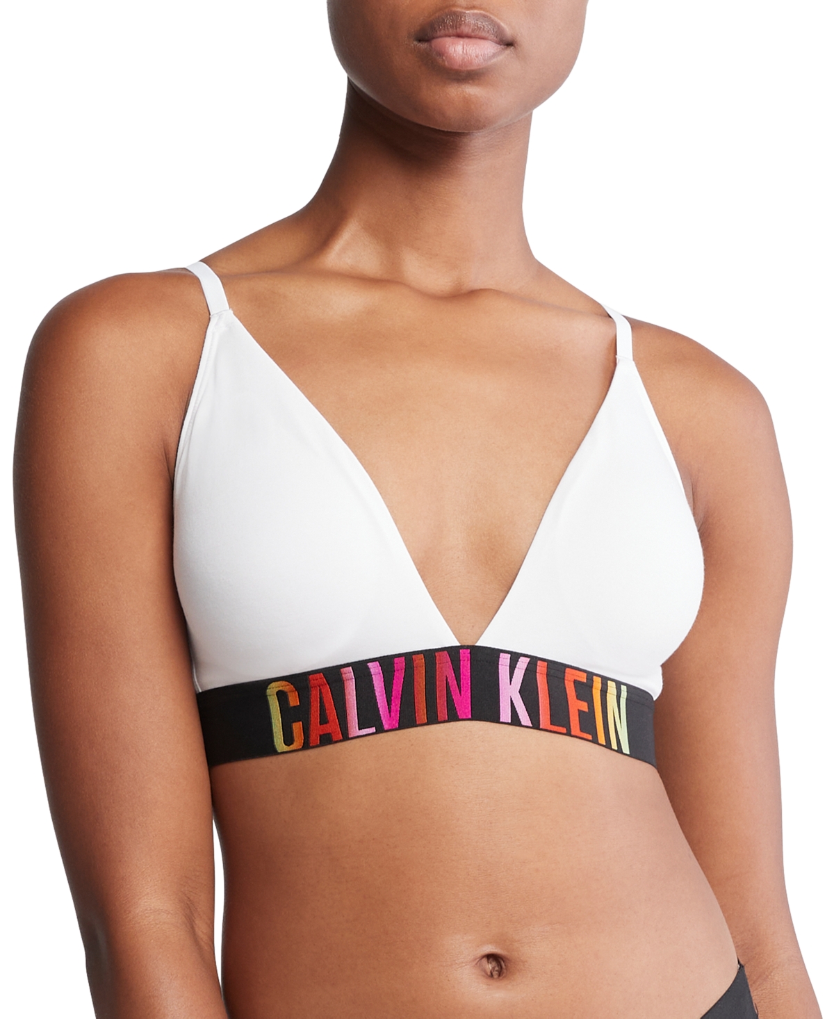 Shop Calvin Klein Intense Power Pride Cotton Lightly Lined Triangle Bralette Qf7830 In White