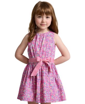 폴로 랄프로렌 Polo Ralph Lauren Toddler and Little Girls Floral Cotton Poplin Dress,Palais Floral Hot Pink