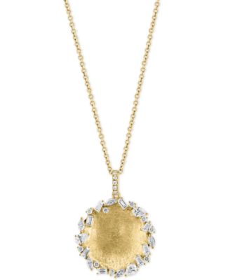 EFFY Collection - Diamond Mixed Cut Textured Disc 18" Pendant Necklace (5/8 ct. t.w.) in 14k Gold