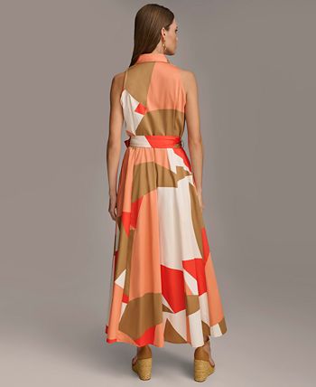 Donna Karan - Women's Collared Button-Front Maxi Dress