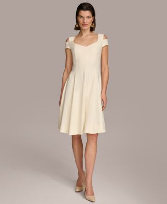 Donna Karan New York - Women's Cold-Shoulder Fit & Flare Dress