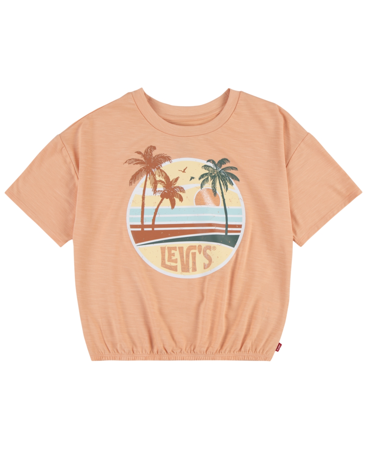 Shop Levi's Little Girls Sunrise Elastic Bubble Short Sleeve Top In Coral Sands