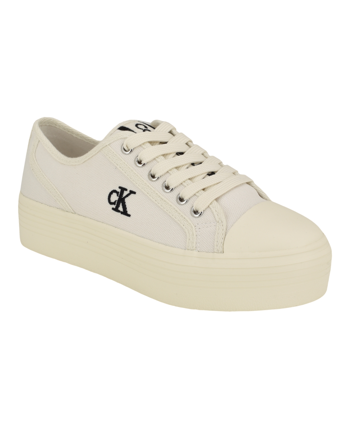 Shop Calvin Klein Women's Brinle Lace-up Casual Platform Sneakers In Ivory
