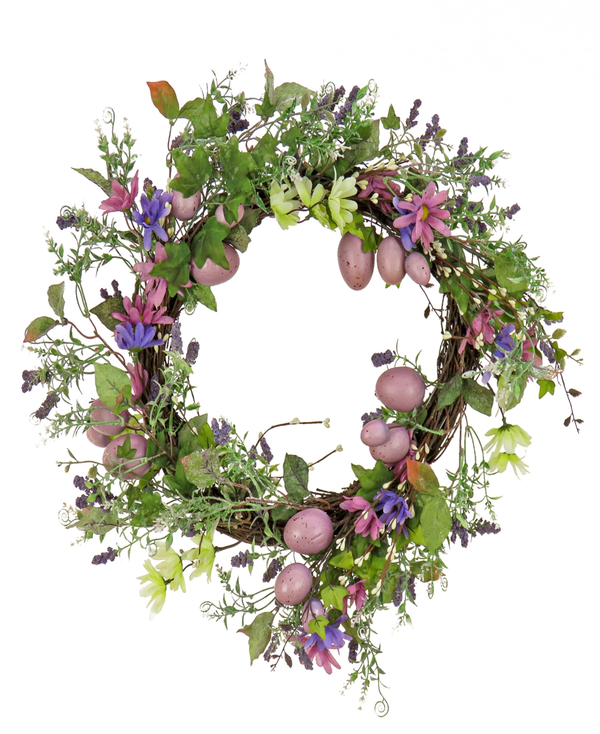 22" Flowering Eggs Easter Wreath - Purple