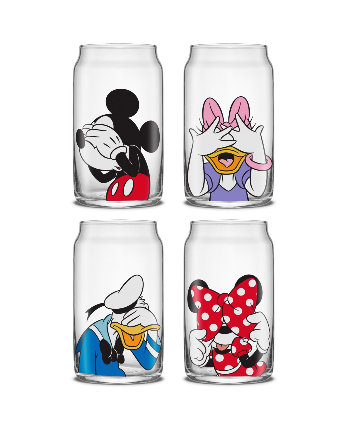 Joyjolt Disney Mickey Mouse And Friends Peek-a-boo Tumbler Glasses In Assorted