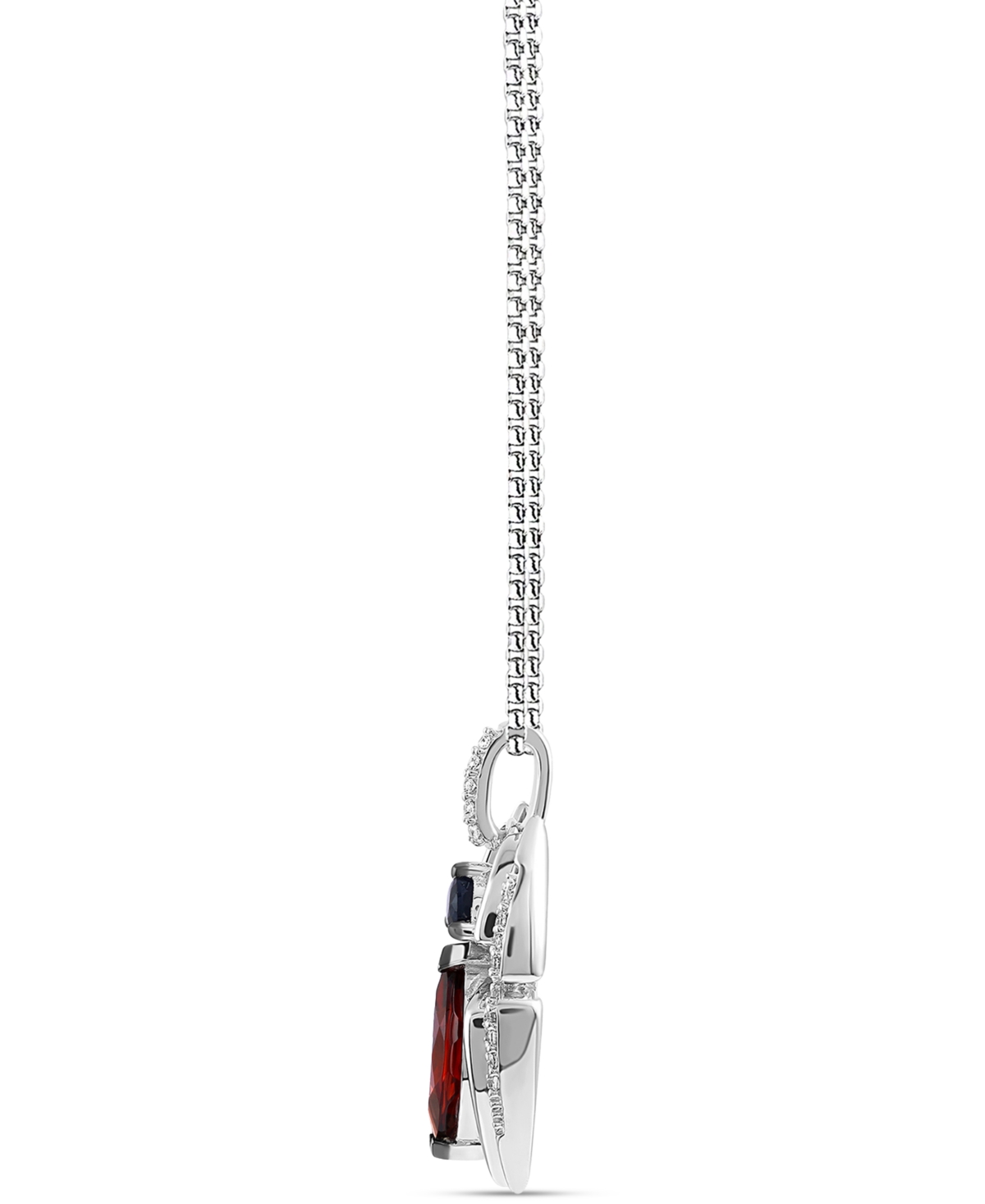 Wonder Fine Jewelry Marvel  Garnet (1-1/10 Ct. T.w.) Sapphire (1/6 Ct. T.w.) & Diamond (1/10 Ct. T.w. In Sterling Silver