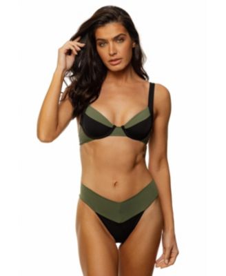 Women's Color Block Plunge Underwire Bikini Top