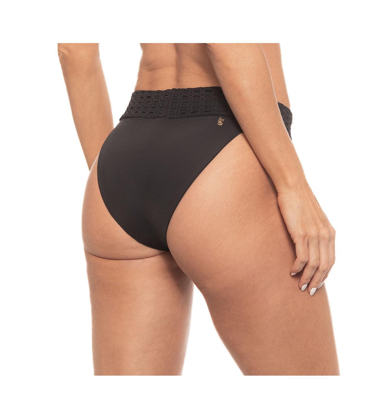 Guria Beachwear Women's Lace Overlay High Cut Banded Bikini Bottom