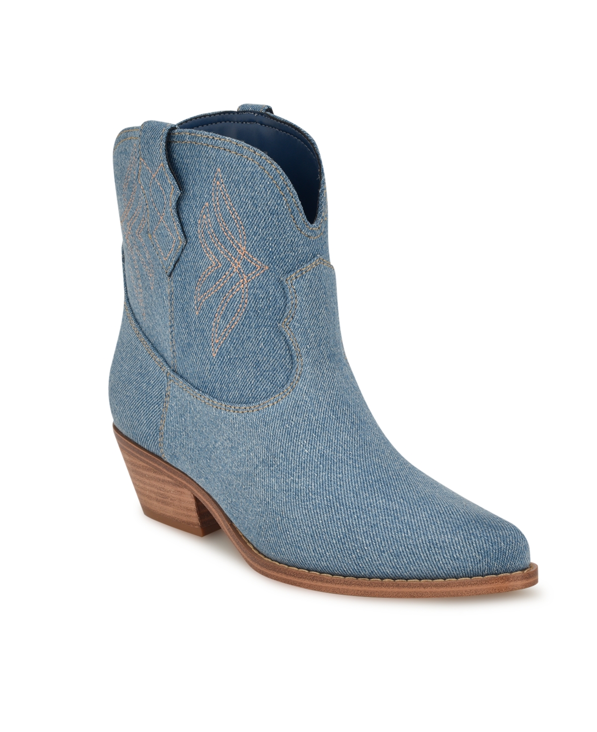 Women's Texen Western Ankle Booties - Blue Denim- Textile