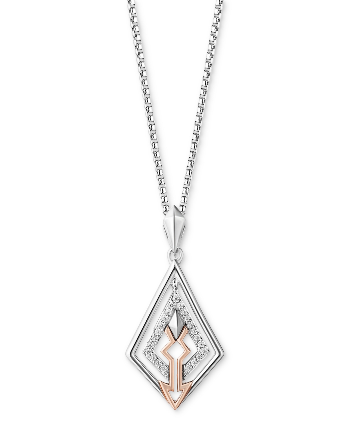 Wonder Fine Jewelry Diamond Ahsoka 18" Pendant Necklace (1/10 Ct. T.w.) In Sterling Silver & Rose Gold-plate In Sterling Silver  Rose Gold-plate