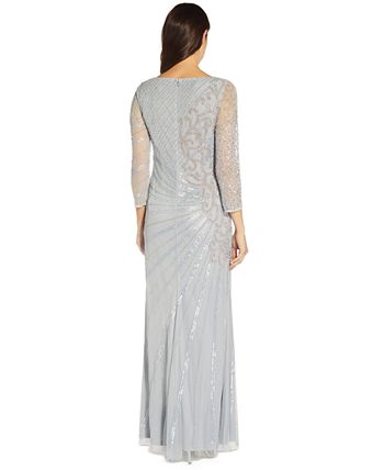 Adrianna Papell Embellished 3/4-Sleeve Gown - Macy's