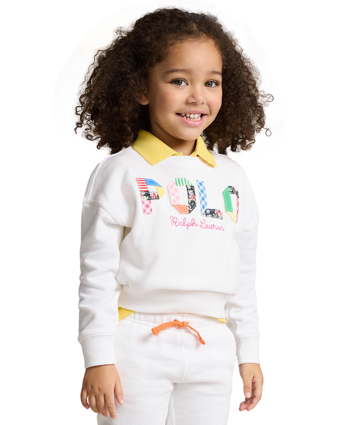 Shop Polo Ralph Lauren Toddler And Little Girls Mixed-logo Terry Sweatshirt In White