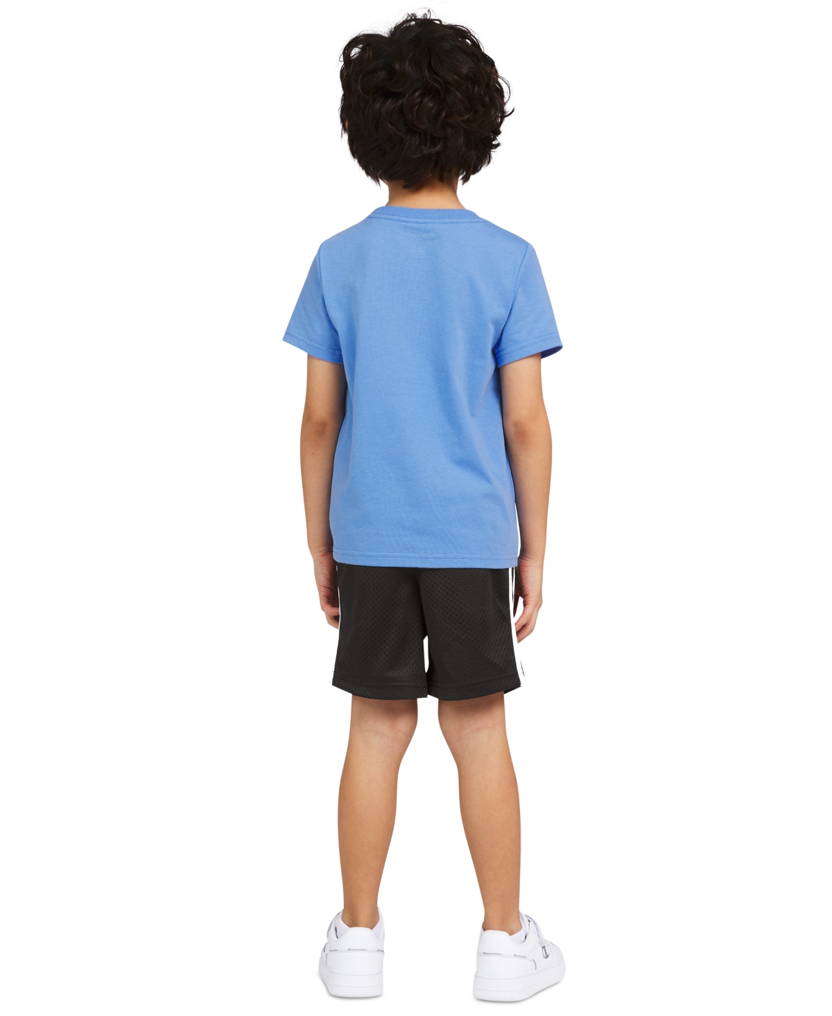 Shop Champion Little Boys Logo Graphic T-shirt & Shorts, 2 Piece Set In Retro Blue