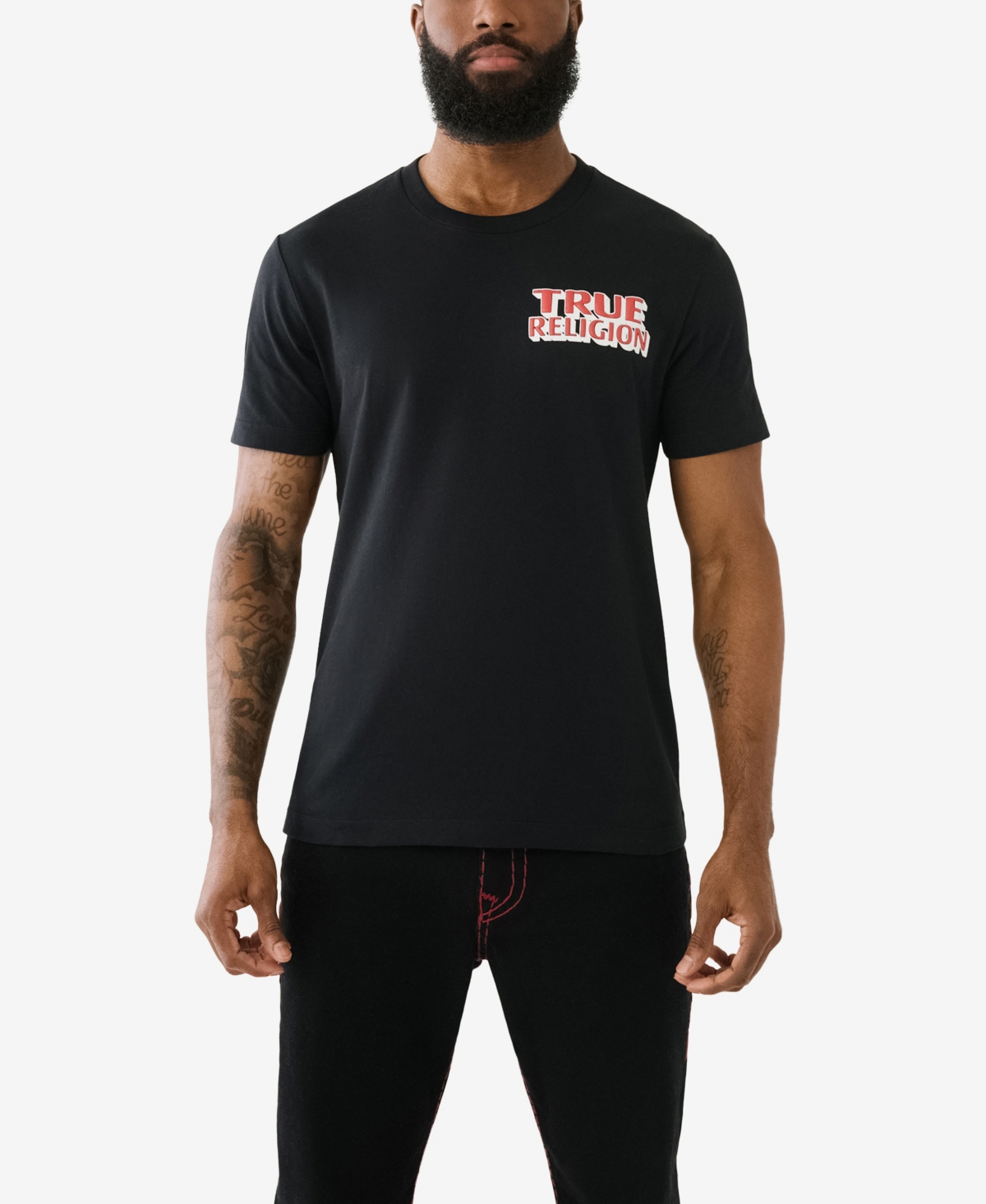 True Religion Men's Short Sleeve Station T-shirts In Jet Black