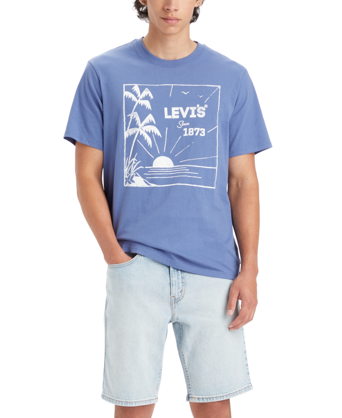 Shop Levi's Men's Relaxed-fit Floral Logo T-shirt In Levis Palm