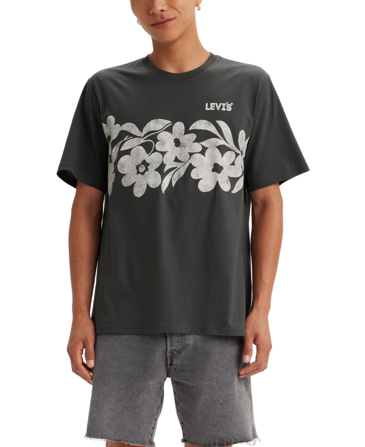 Shop Levi's Men's Relaxed-fit Floral Logo T-shirt In Floral Hea