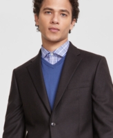 Tommy Hilfiger Men's Modern-Fit Stretch Wool Suit Jacket - Dark Brown