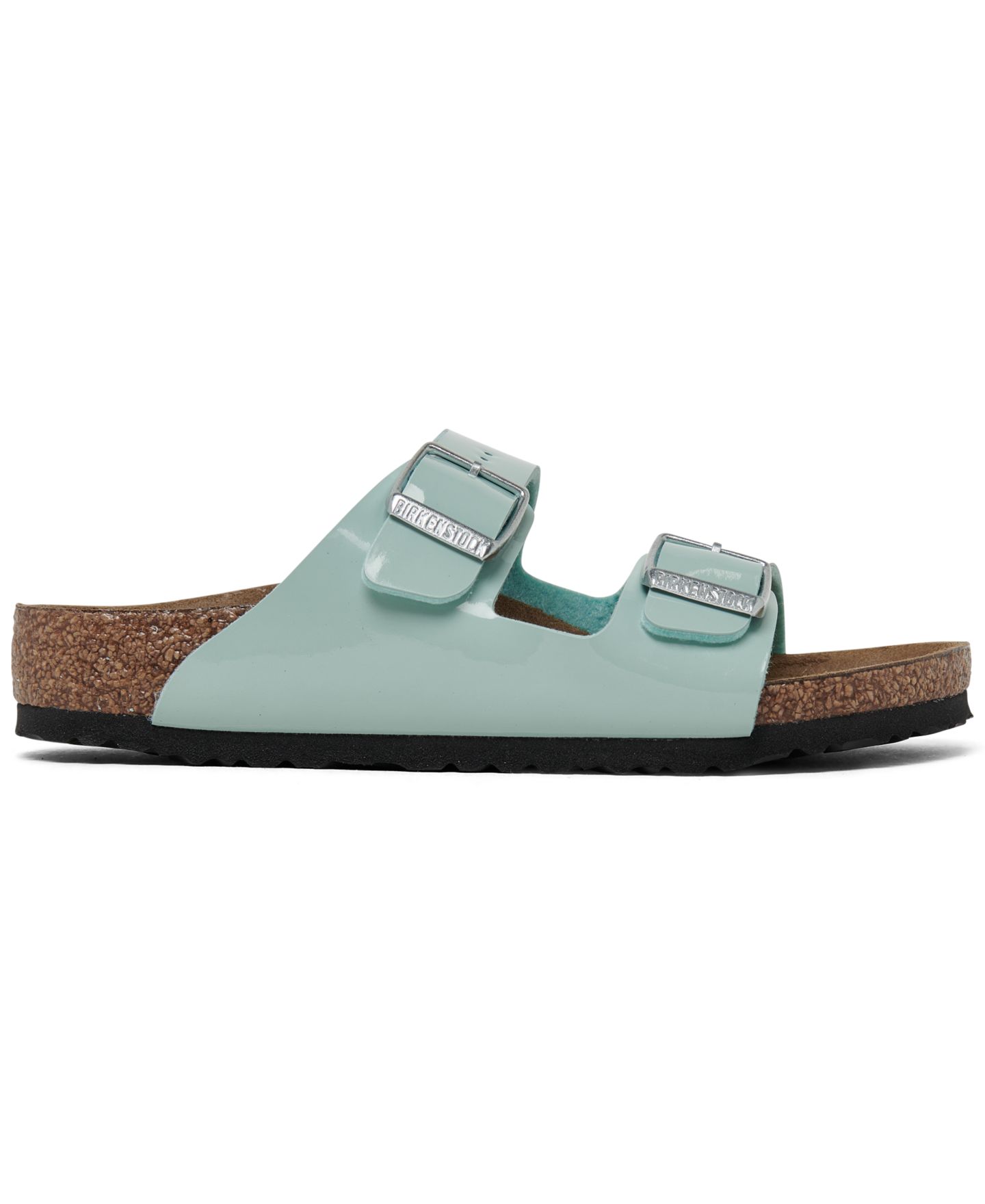 Сандалии Birkenstock Arizona Birko-Flor Patent Sandals from Finish Line для девочек, цвет: Зелёный — фото 2