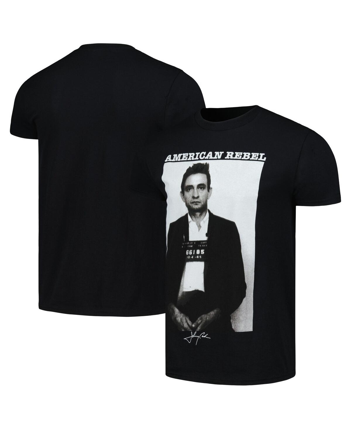 Men's and Women's Black Johnny Cash Mug Shot T-shirt - Black