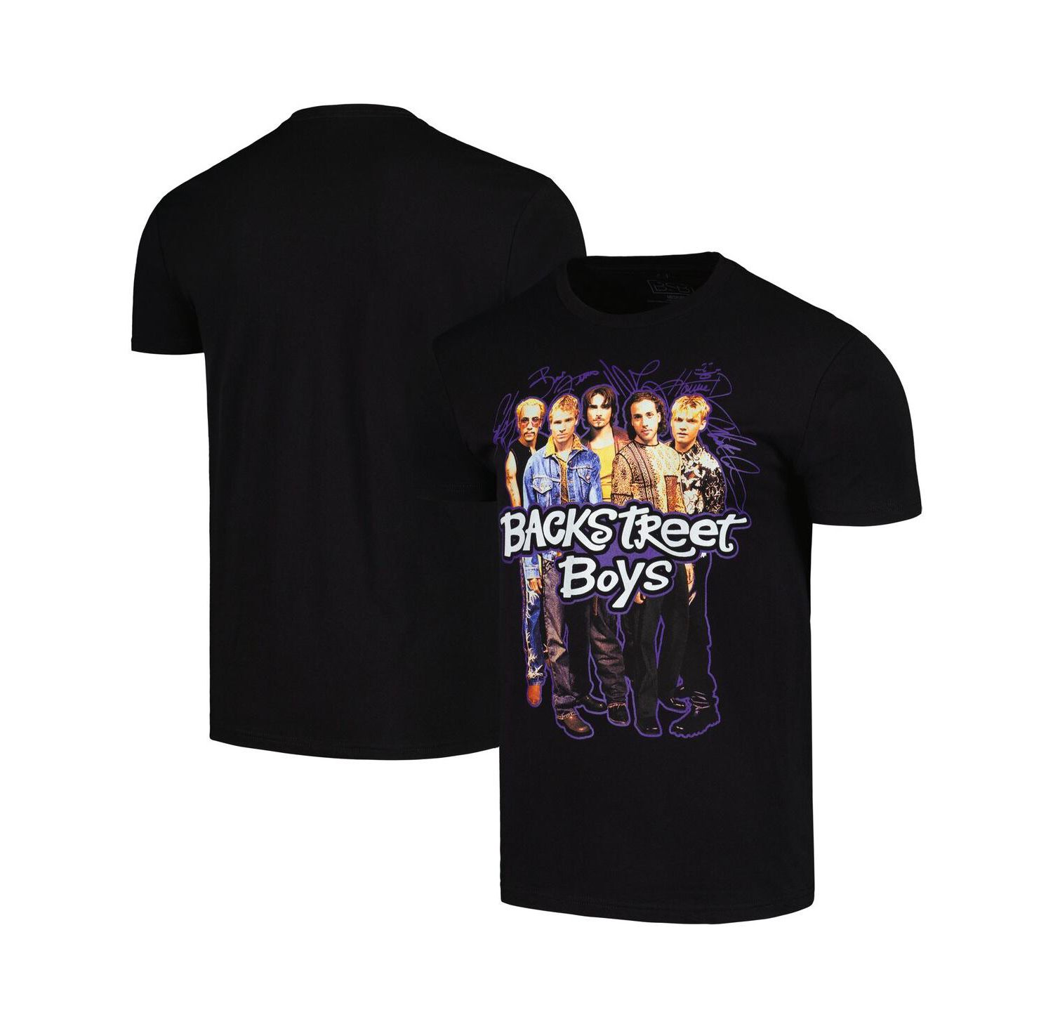 Men's Black Backstreet Boys Signatures T-shirt