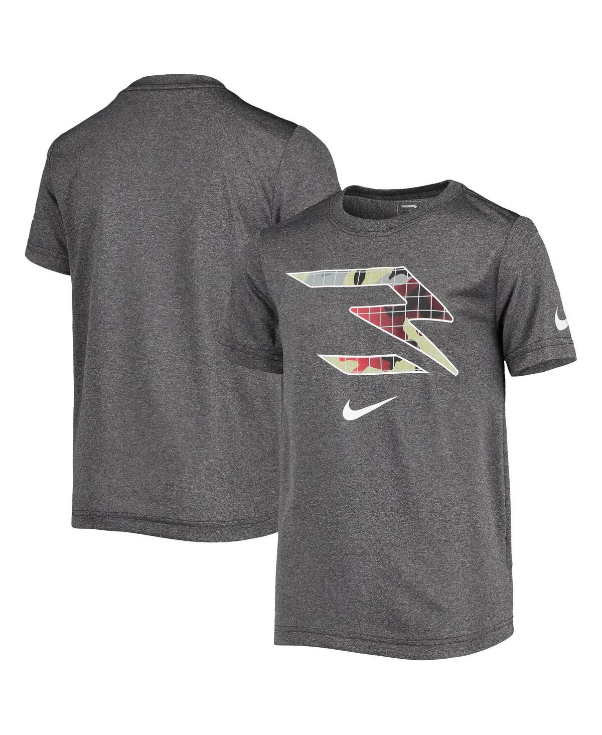 Nike 3brand By Russell Wilson Kids' Big Boys Heathered Black  Combat Fill Performance T-shirt