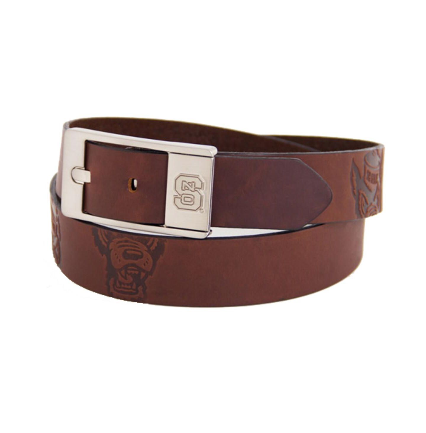 Мужской ремень Eagles Wings North Carolina State Wolfpack Brandish Leather Belt - Brown — фото 1