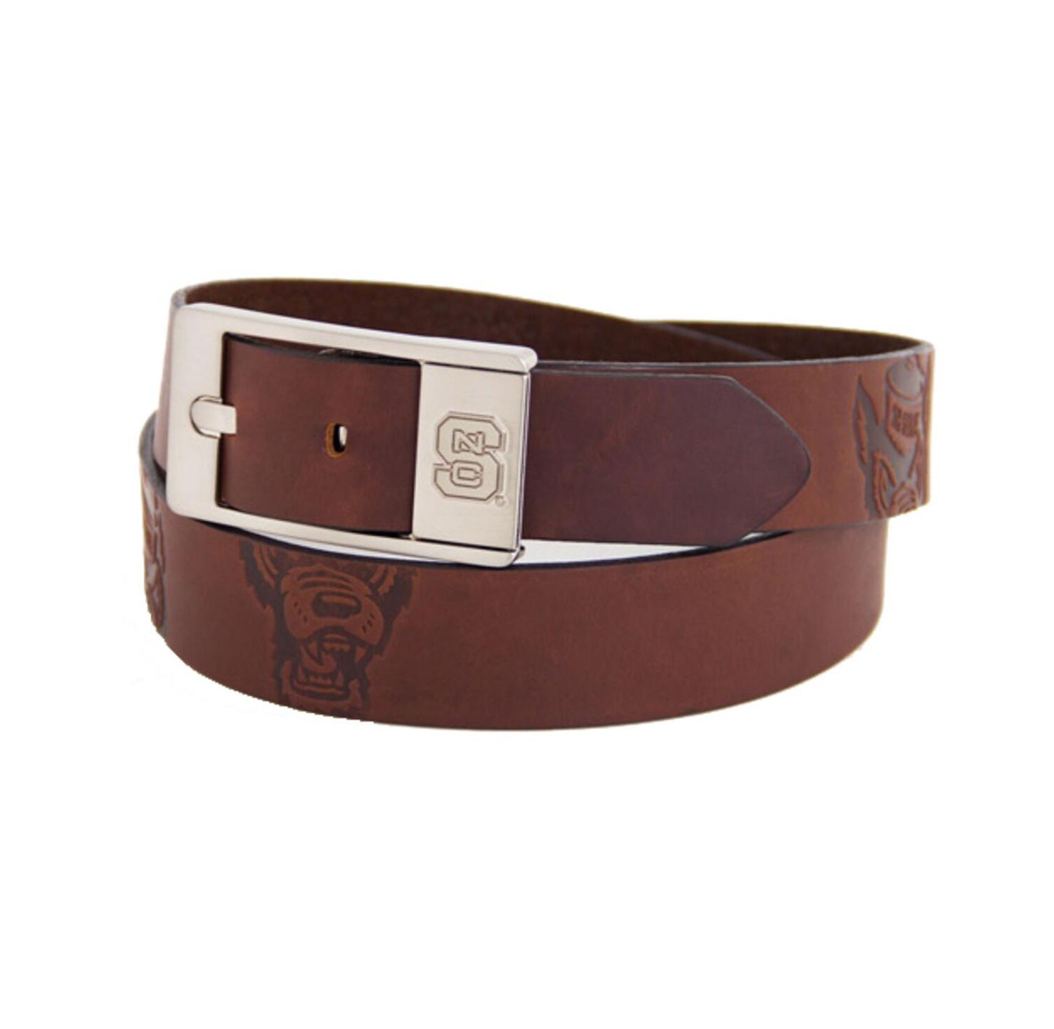 Men's North Carolina State Wolfpack Brandish Leather Belt - Brown