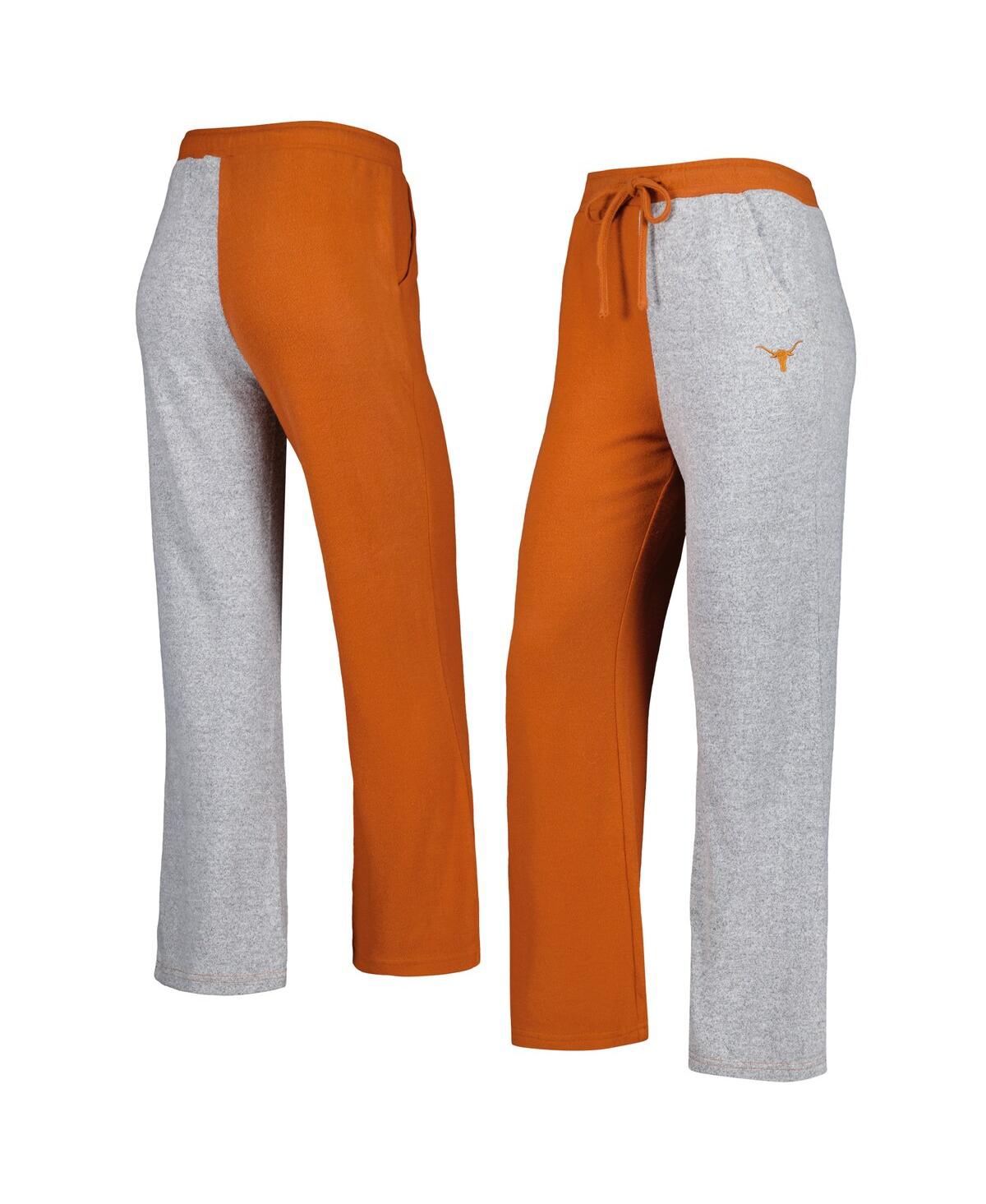 Shop Zoozatz Women's  Texas Orange, Gray Texas Longhorns Colorblock Cozy Tri-blend Lounge Pants In Texas Orange,gray