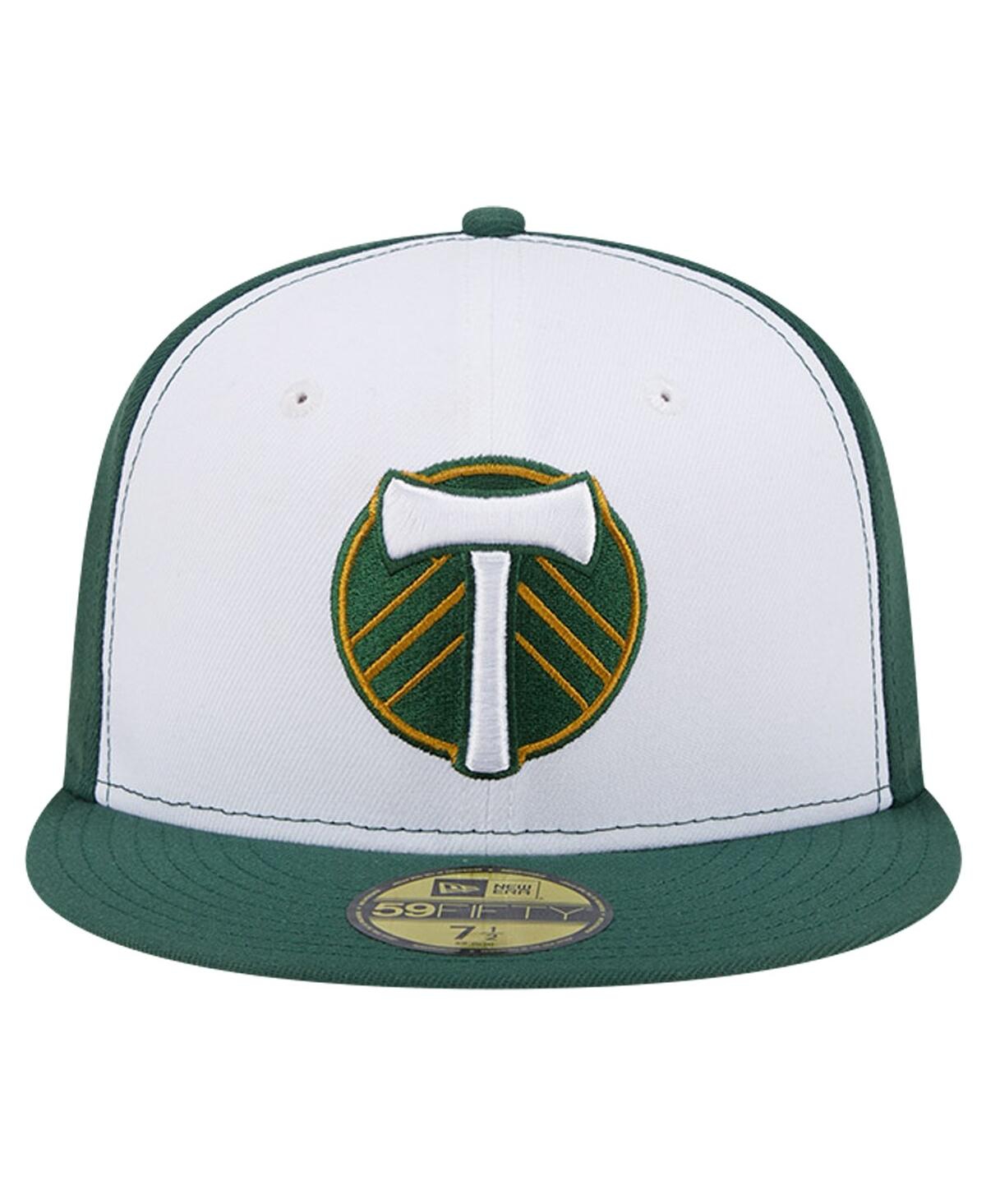 Shop New Era Men's  White, Green Portland Timbers 2024 Kick Off Collection 59fifty Fitted Hat In White,green