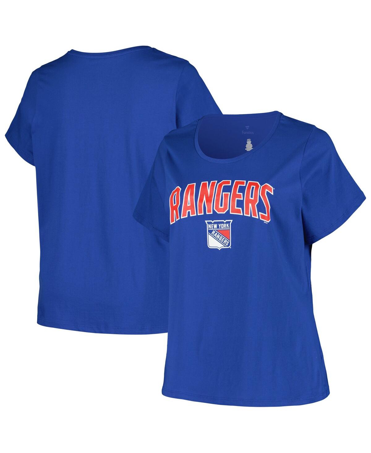 Profile Women's  Blue New York Rangers Plus Size Arch Over Logo T-shirt