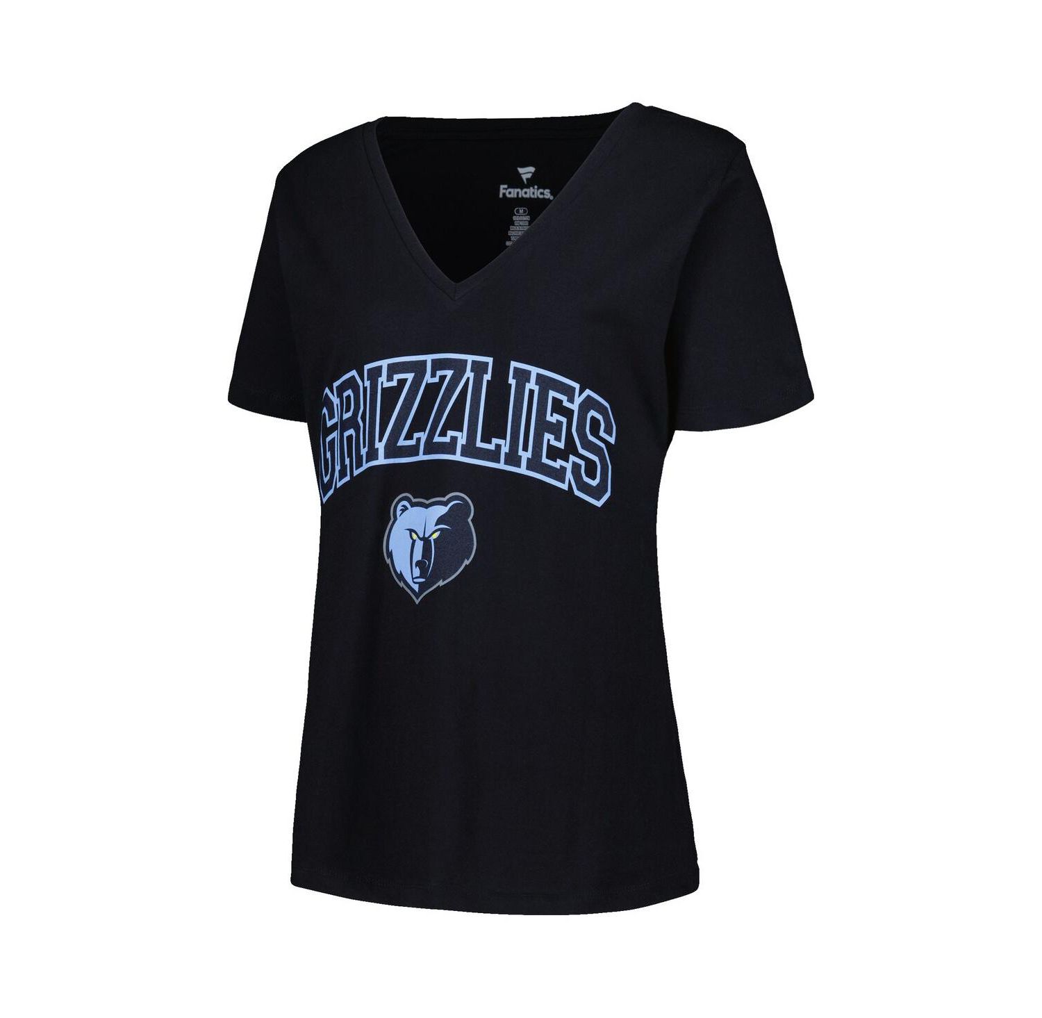 Women's Black Memphis Grizzlies Plus Size Arch Over Logo V-Neck T-shirt