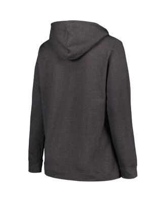 Women's Heather Charcoal Nebraska Huskers Plus Size Heart & Soul Notch Neck Pullover Hoodie