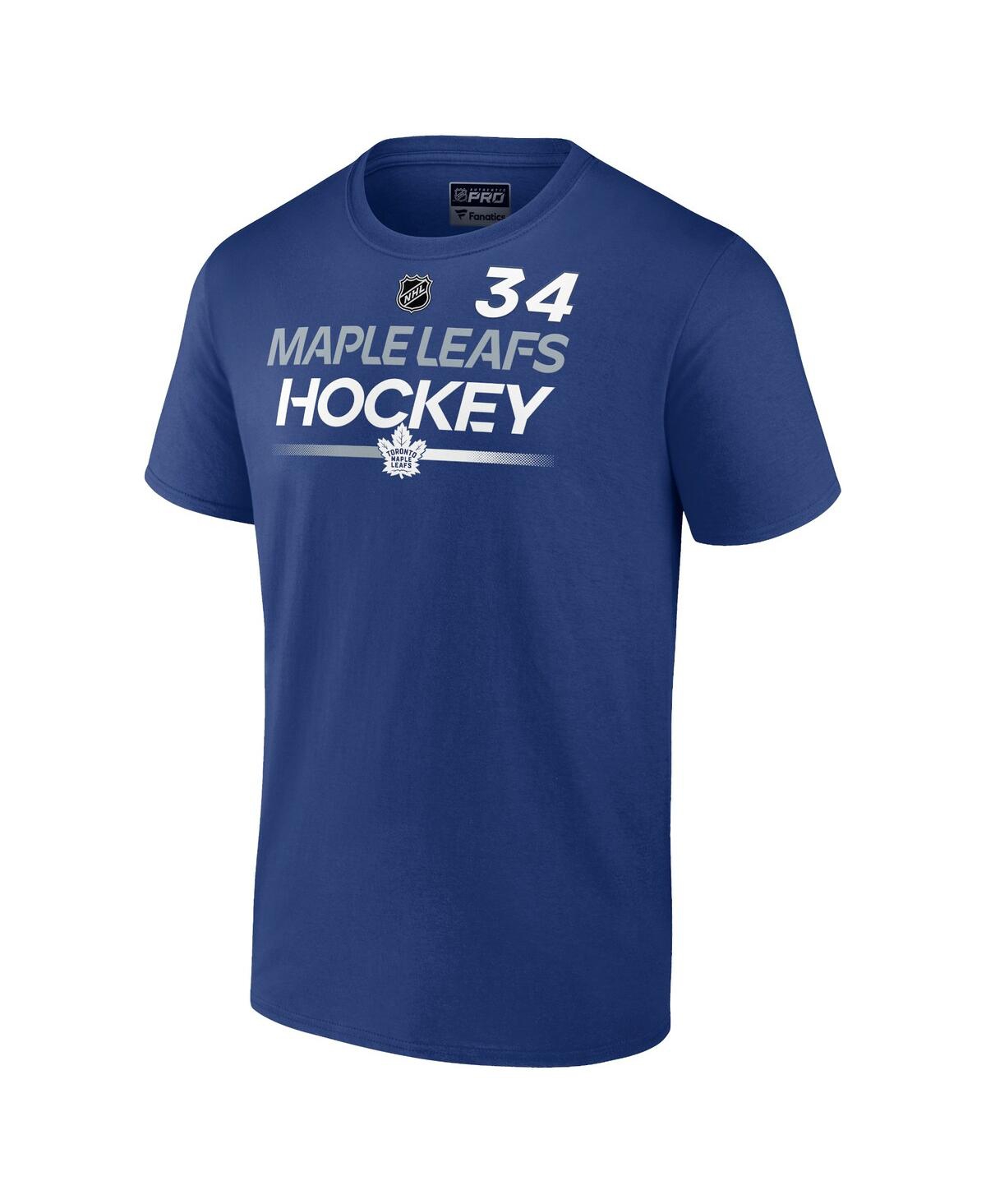 Shop Fanatics Men's  Auston Matthews Blue Toronto Maple Leafs Authentic Pro Prime Name And Number T-shirt