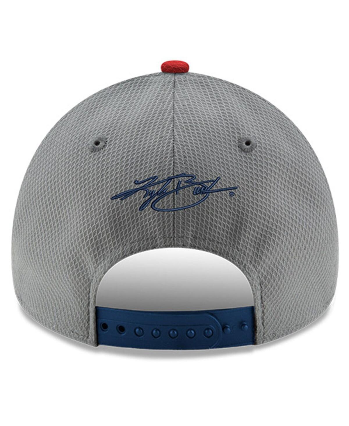 NEW ERA MEN'S NEW ERA GRAY, NAVY KYLE BUSCH SALUTE 9FORTY ADJUSTABLE HAT 