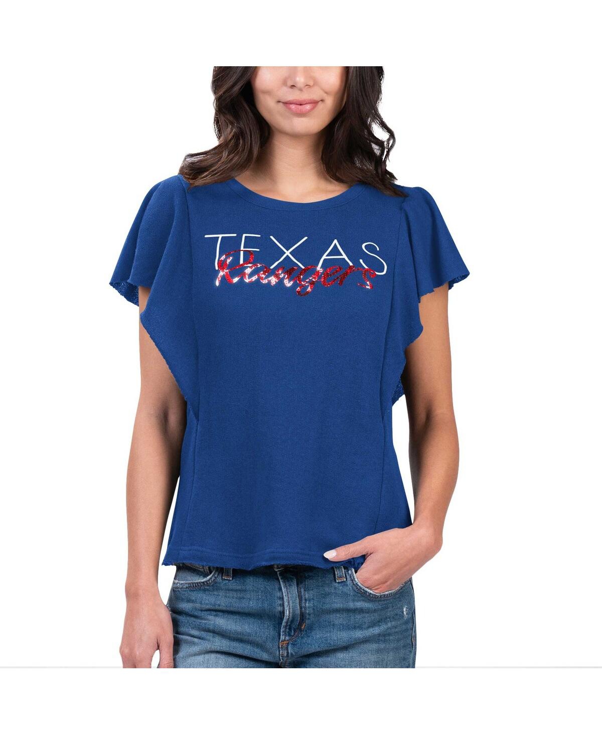 Shop G-iii 4her By Carl Banks Women's  Royal Texas Rangers Crowd Wave T-shirt