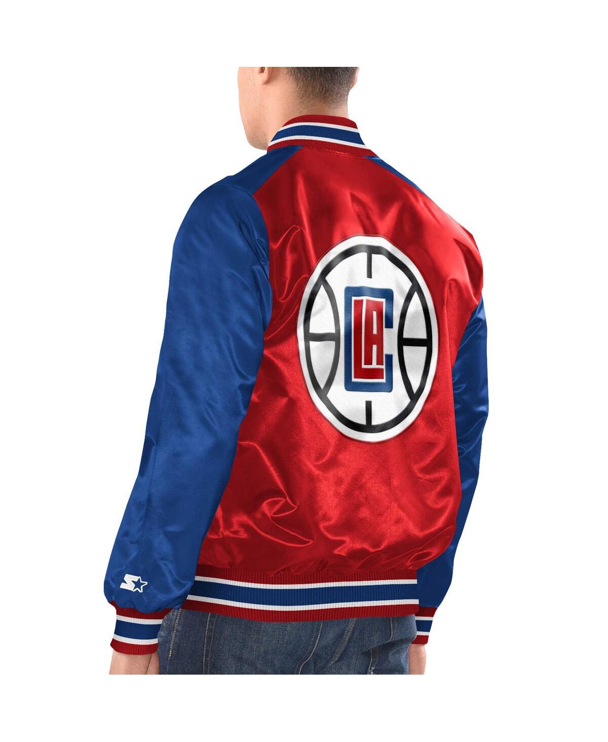 Shop Starter Men's  Red, Royal La Clippers Renegade Satin Full-snap Varsity Jacket In Red,royal