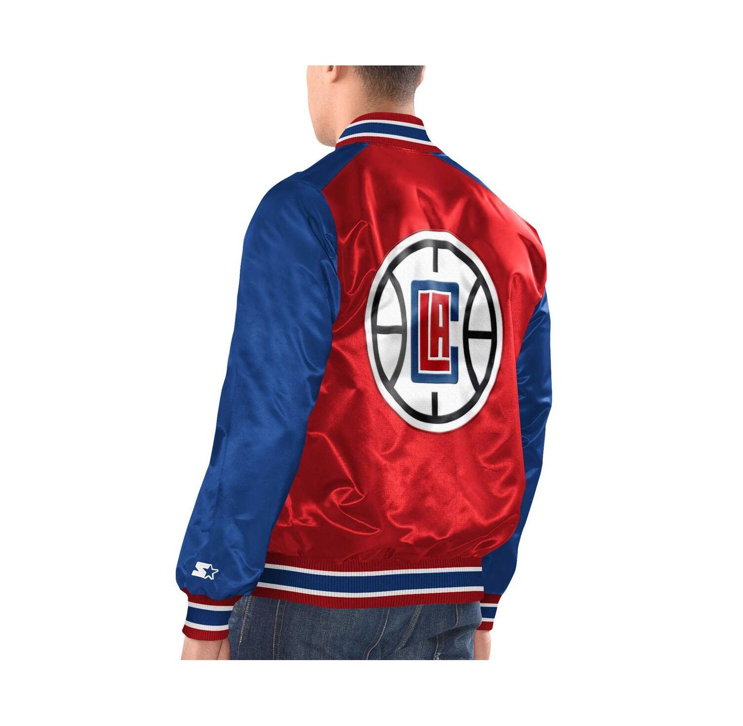 Men's Red, Royal LA Clippers Renegade Satin Full-Snap Varsity Jacket