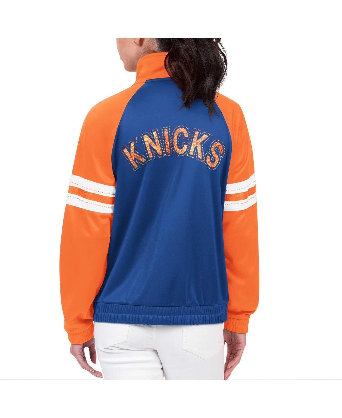 Shop G-iii 4her By Carl Banks Women's  Blue New York Knicks Main Player Raglan Rhinestone Full-zip Track J