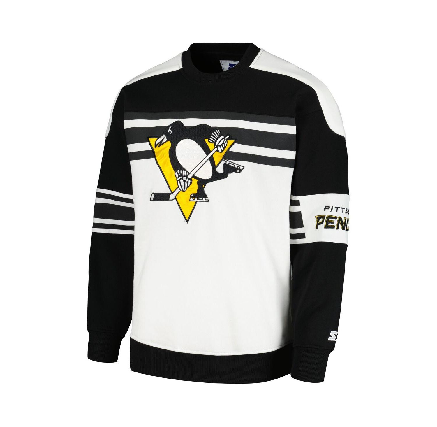 Men's White Pittsburgh Penguins Defense Fleece Crewneck Pullover Sweatshirt