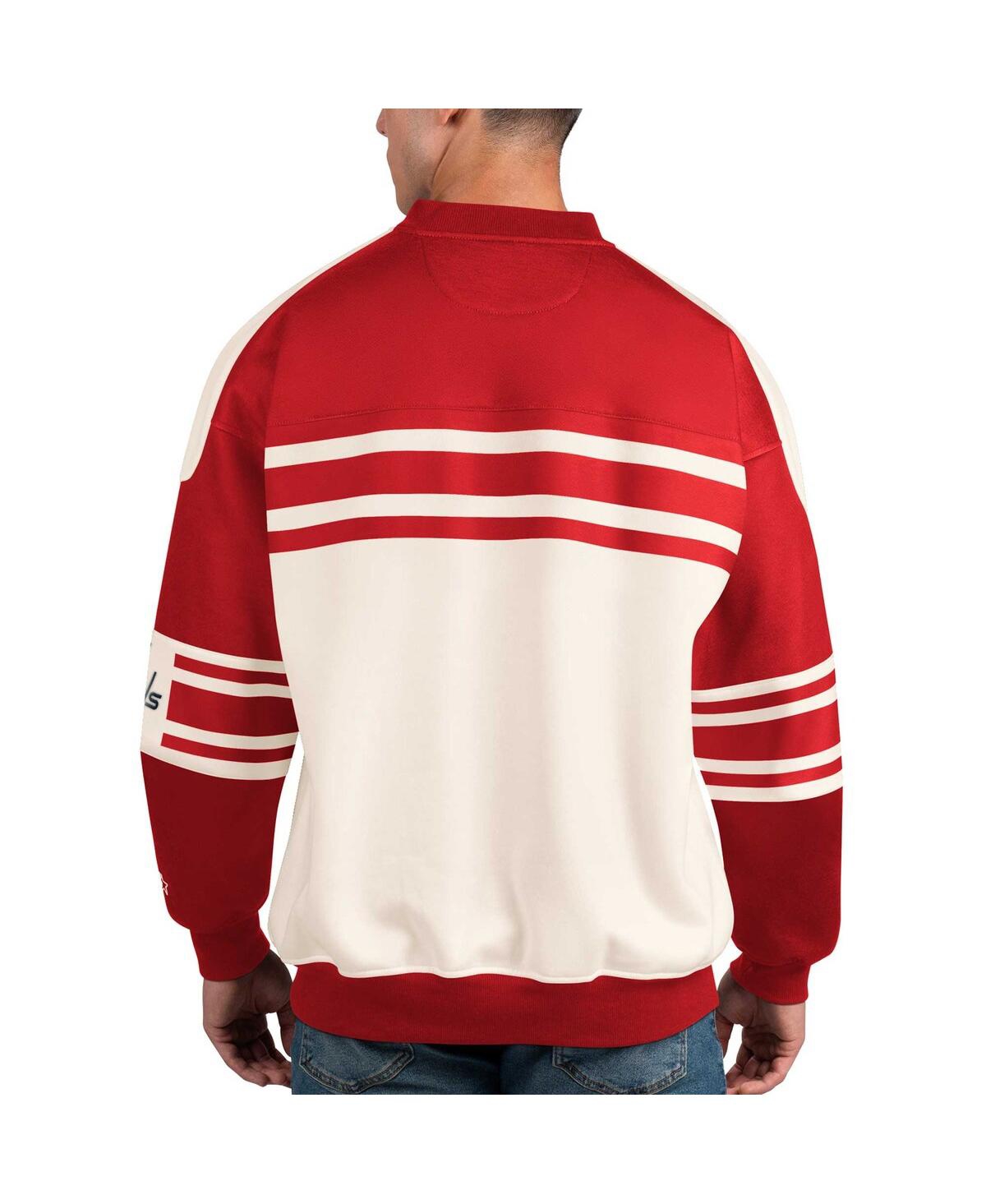 Shop Starter Men's  White Washington Capitals Defense Fleece Crewneck Pullover Sweatshirt