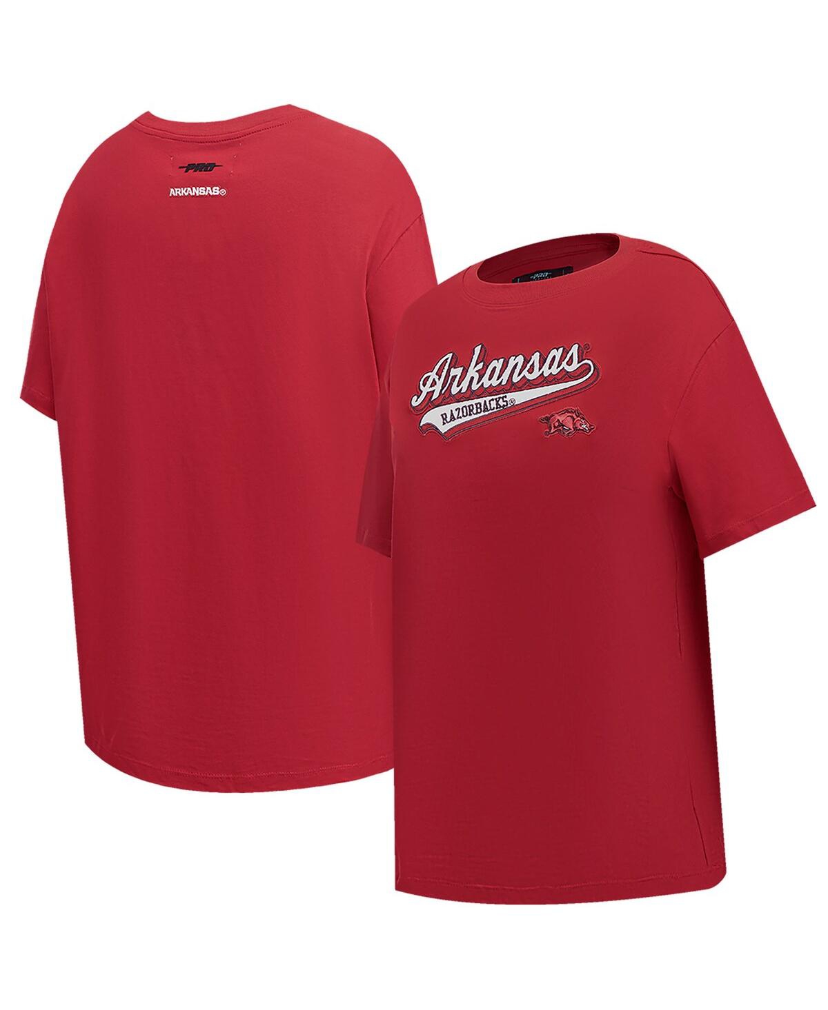 Shop Pro Standard Women's  Cardinal Arkansas Razorbacks Script Tail Oversized Boyfriend T-shirt
