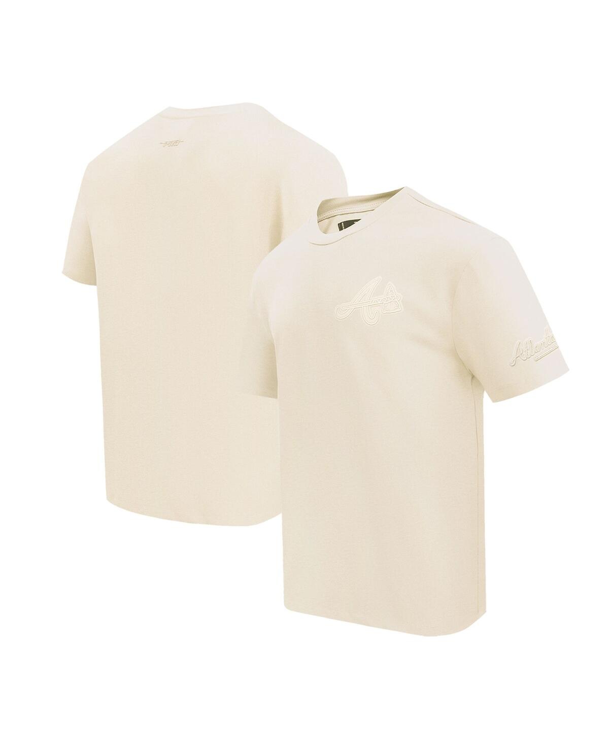 Men's Pro Standard Cream Atlanta Braves Neutral Cj Dropped Shoulders T-shirt - Cream