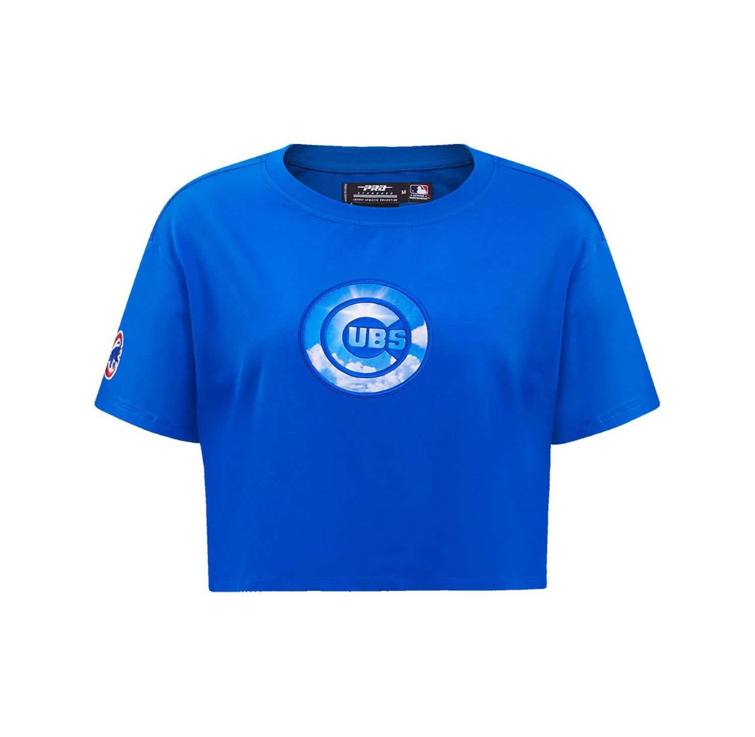 Women's Royal Chicago Cubs Painted Sky Boxy Cropped T-shirt