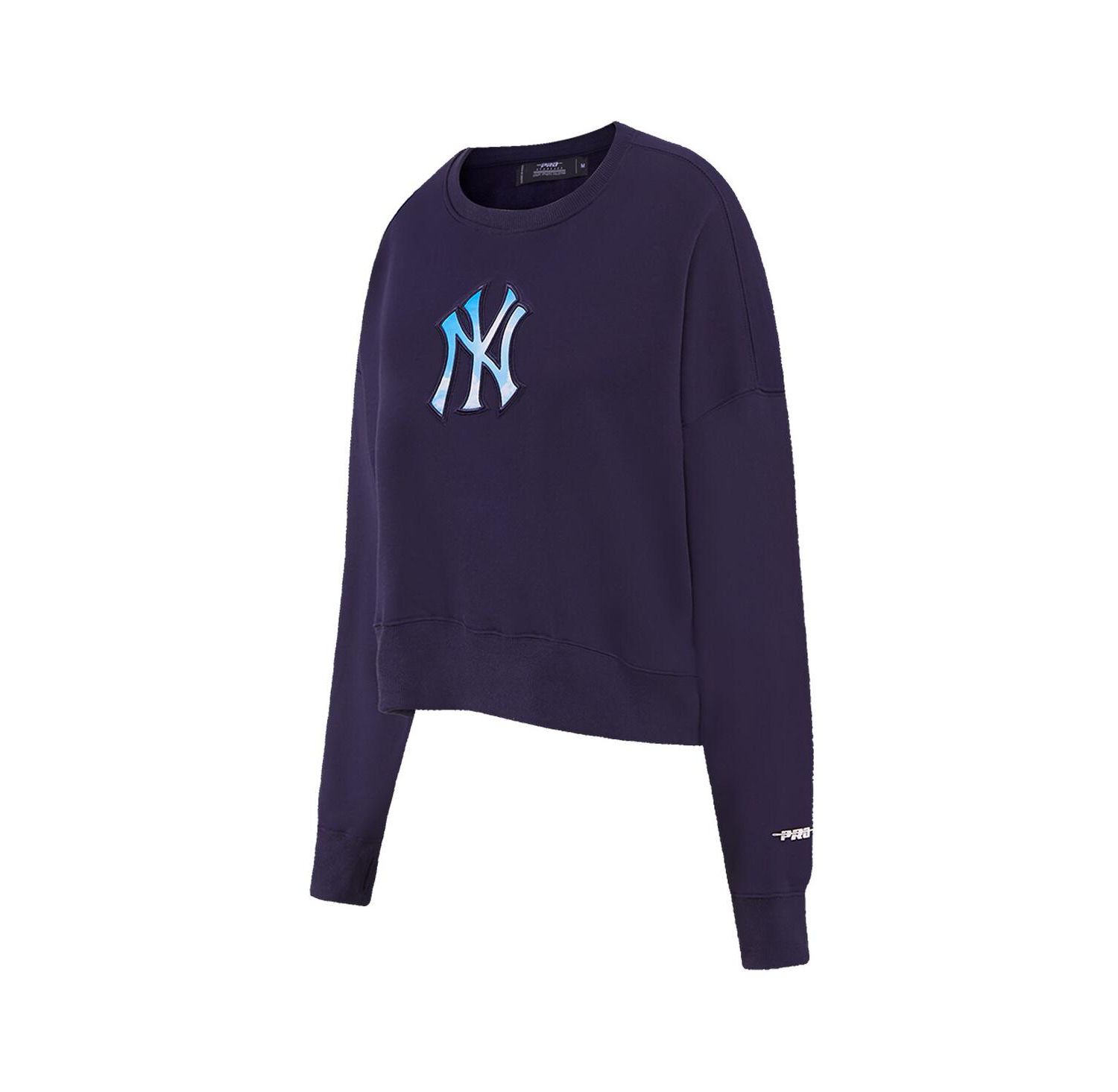 Women's Navy New York Yankees Painted Sky Pullover Sweatshirt