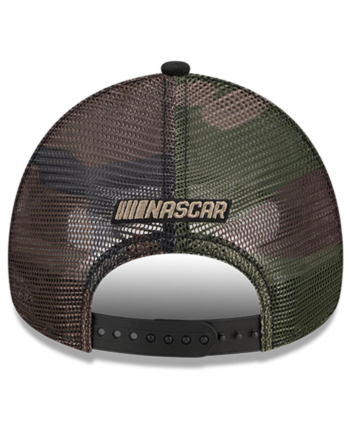 New Era Black Nascar  Camo 9forty A-frame Trucker Adjustable Hat In Black