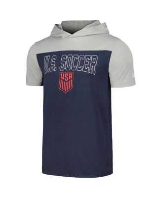 Men's by New Era Navy USMNT Active Short Sleeve Hoodie T-shirt