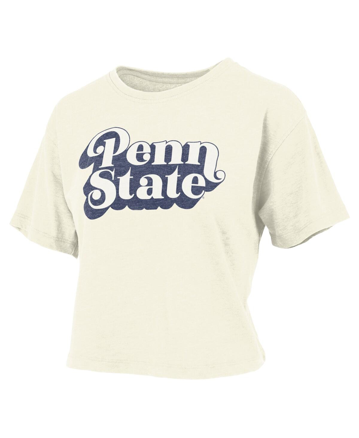 Pressbox White Penn State Nittany Lions Vintage Easy Team Name Waist-length T-shirt In White