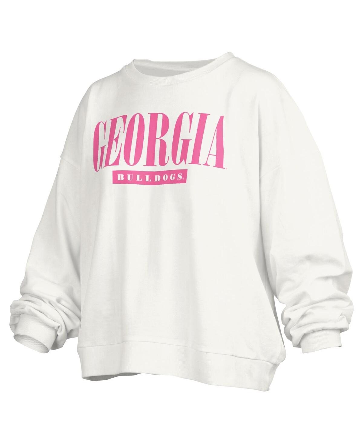 Shop Pressbox Women's  White Georgia Bulldogs Sutton Janise Waist Length Oversized Pullover Sweatshirt