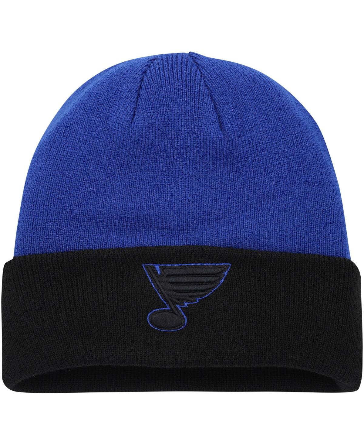 Outerstuff Kids' Youth Boys And Girls Blue, Black St. Louis Blues Logo Outline Cuffed Knit Hat In Blue,black